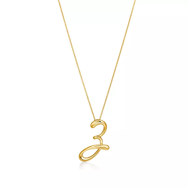 Small Alphabet Pendant in Yellow Gold