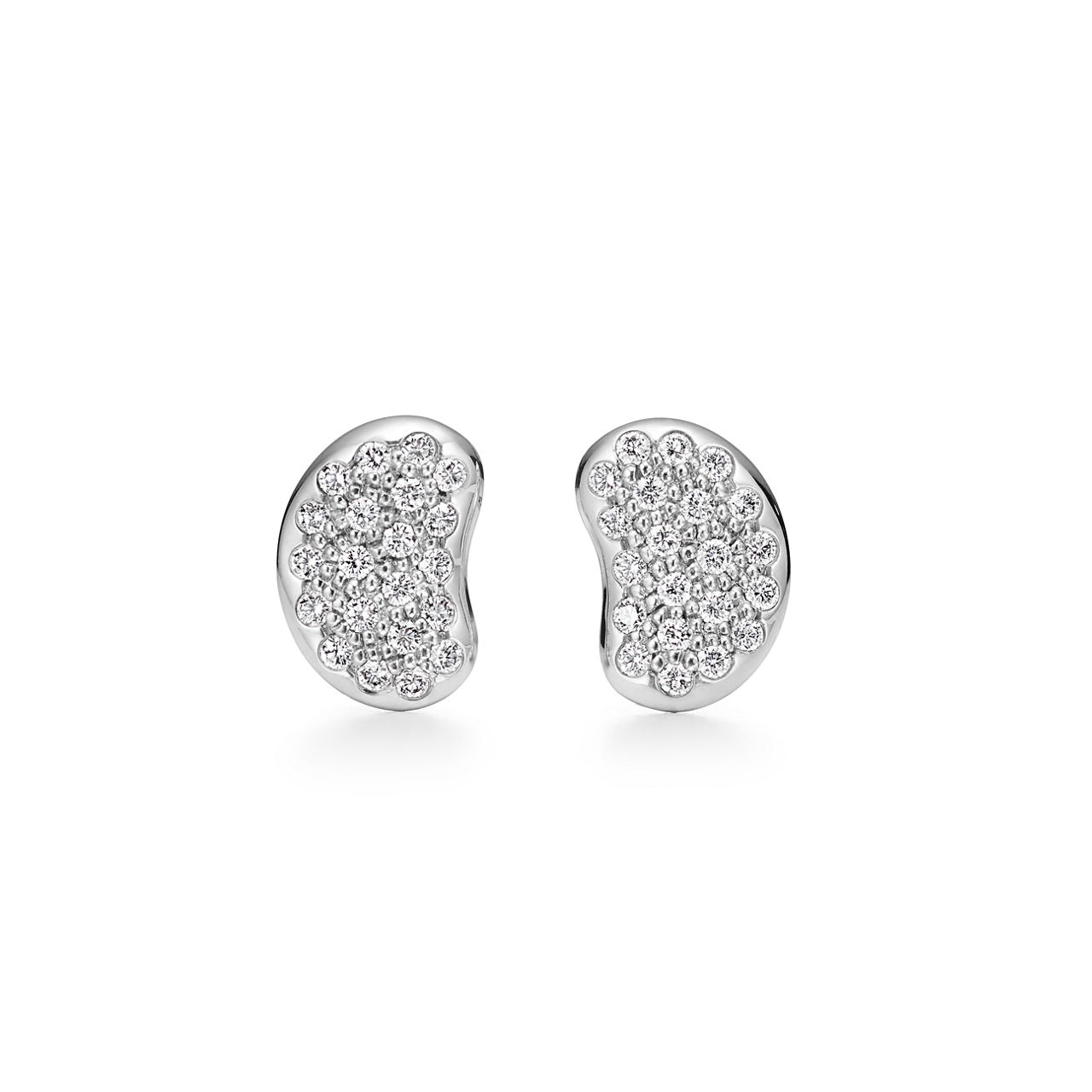 Collezione Bean design di Elsa Peretti®:Orecchini in platino con diamanti, 9 mm numero immagine 0