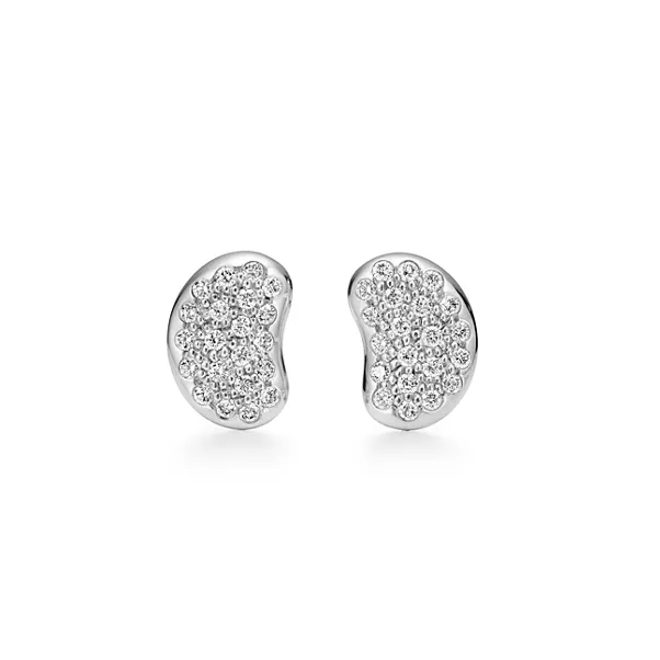 Bean® design Earrings in Platinum with Diamonds, 9 mm