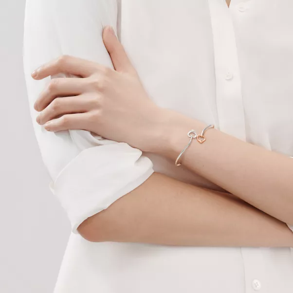 Double Open Heart Bangle 