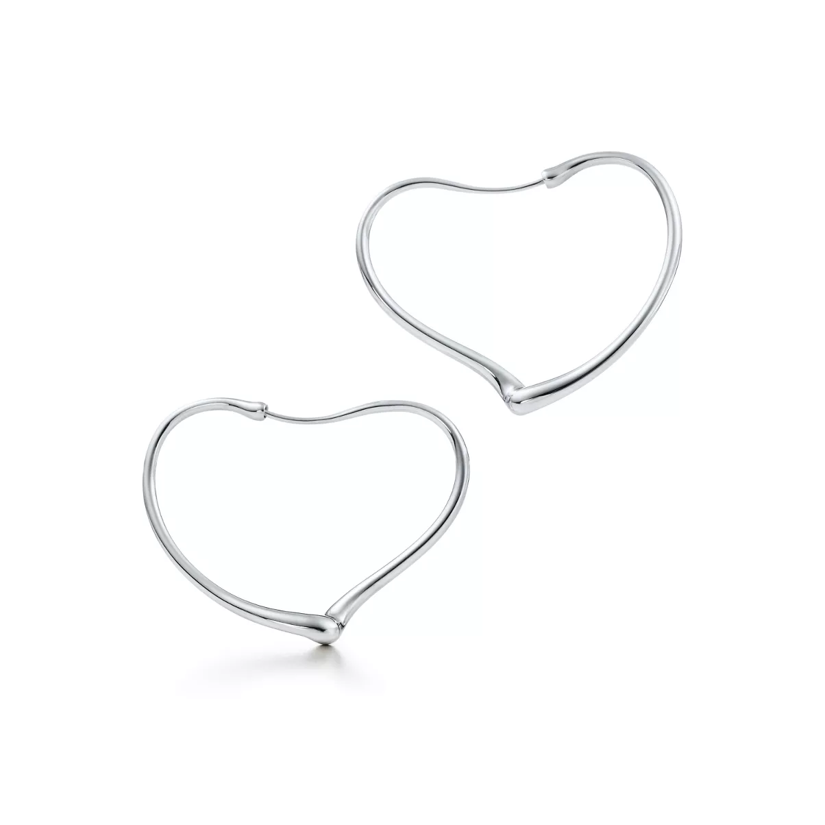 Open Heart Hoop Earrings in Sterling Silver