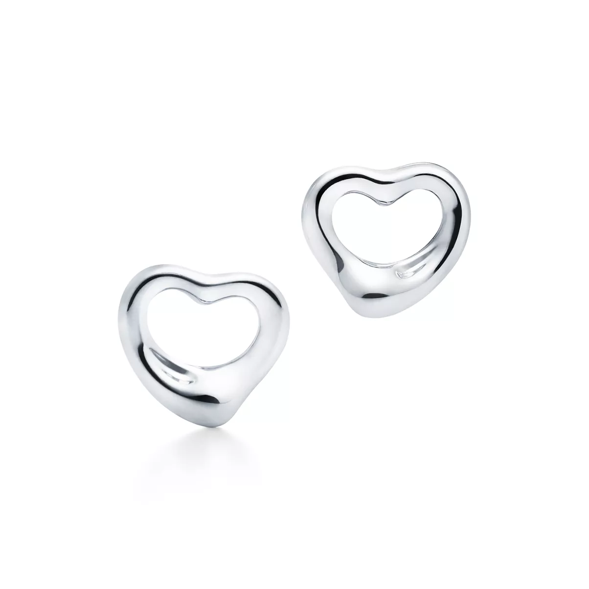 Open Heart Stud Earrings in Silver, 11 mm