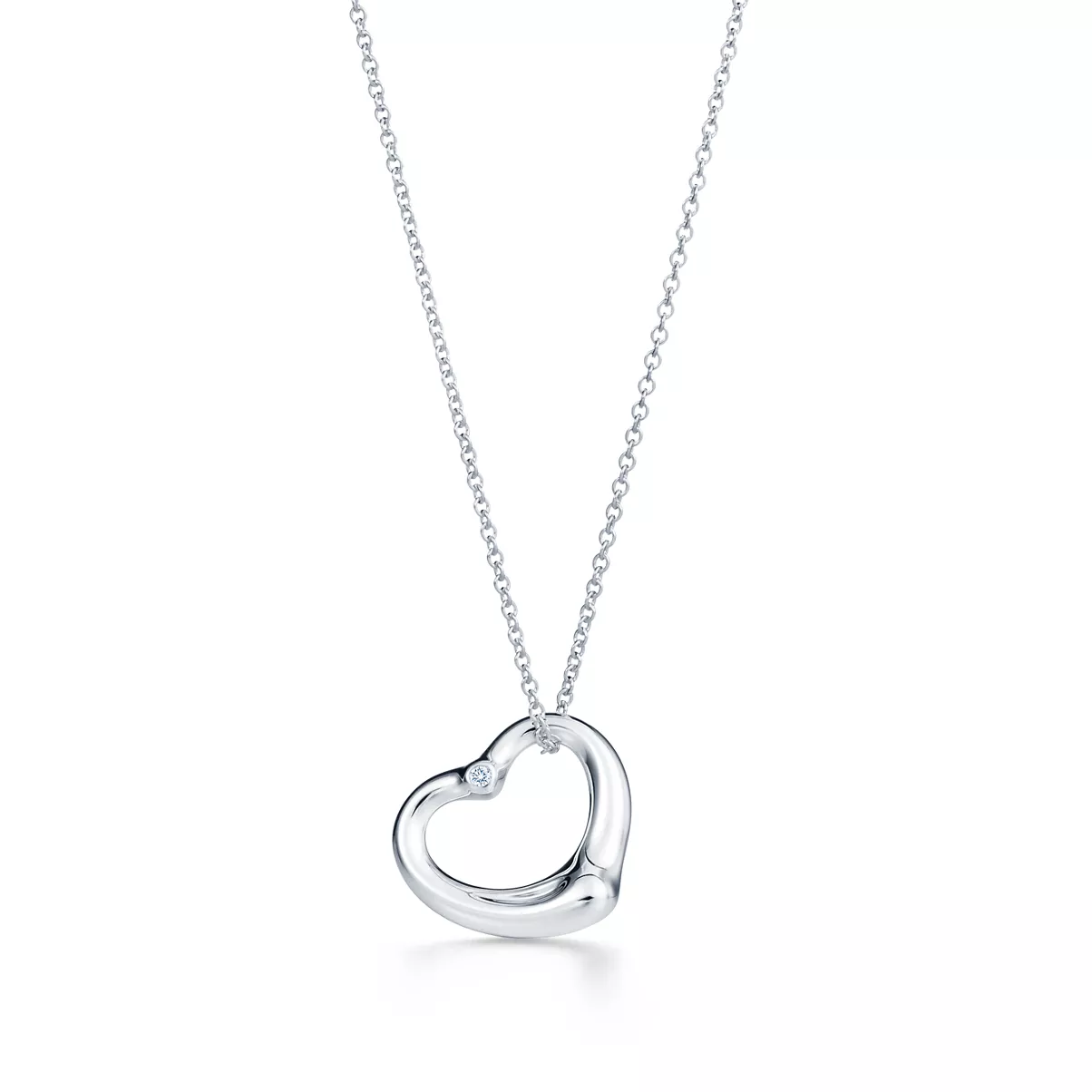 Open Heart Anh&auml;nger in Sterlingsilber mit einem Diamanten