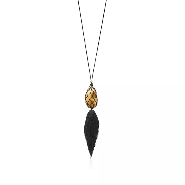 Elsa Peretti®:Bean® design Pendant in Gold Lacquer over Japanese Hardwood image number 0