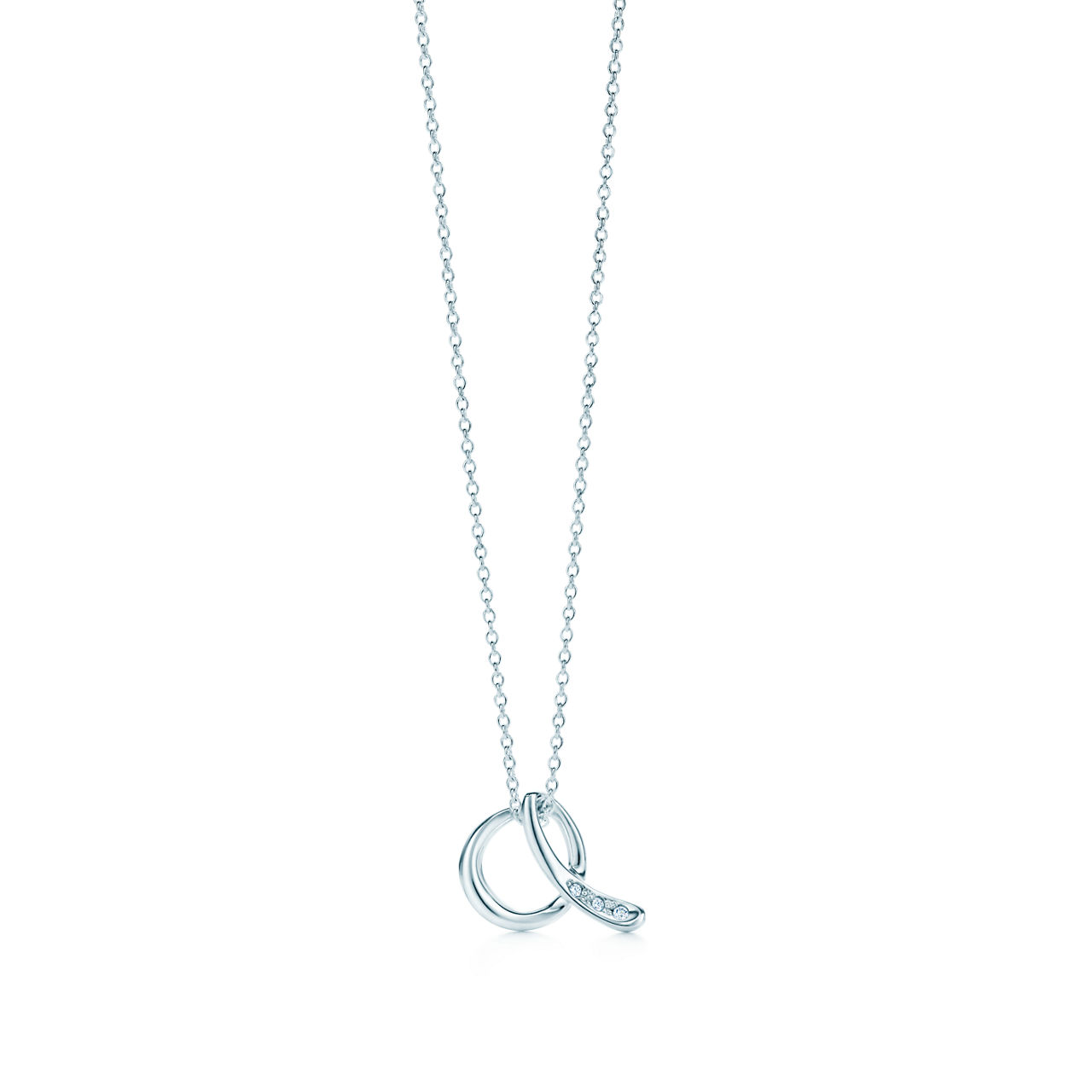 Elsa Peretti®:Alphabet Letter A Pendant in Silver with Diamonds, Small image number 0