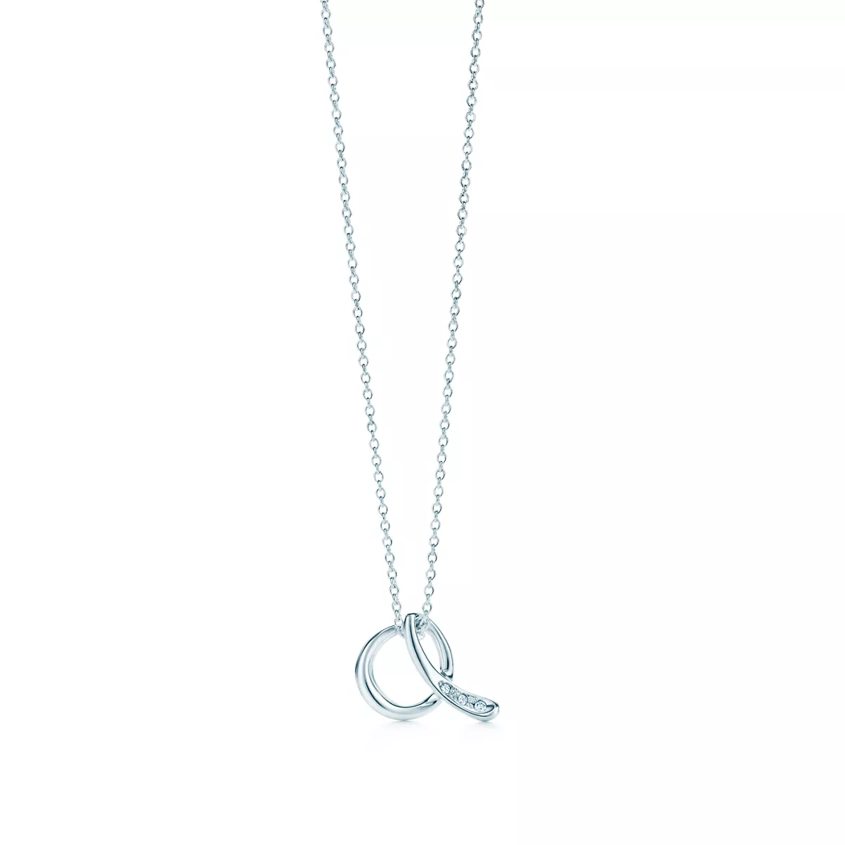 Pendente Alphabet piccolo in argento con diamanti