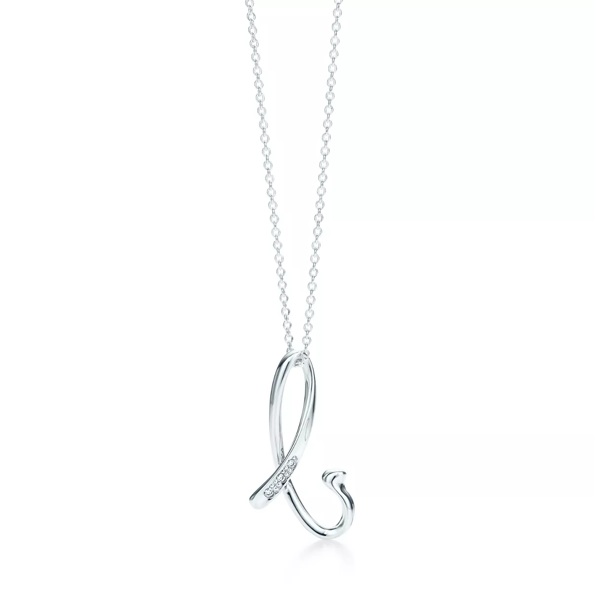 Pendente Alphabet piccolo in argento con diamanti