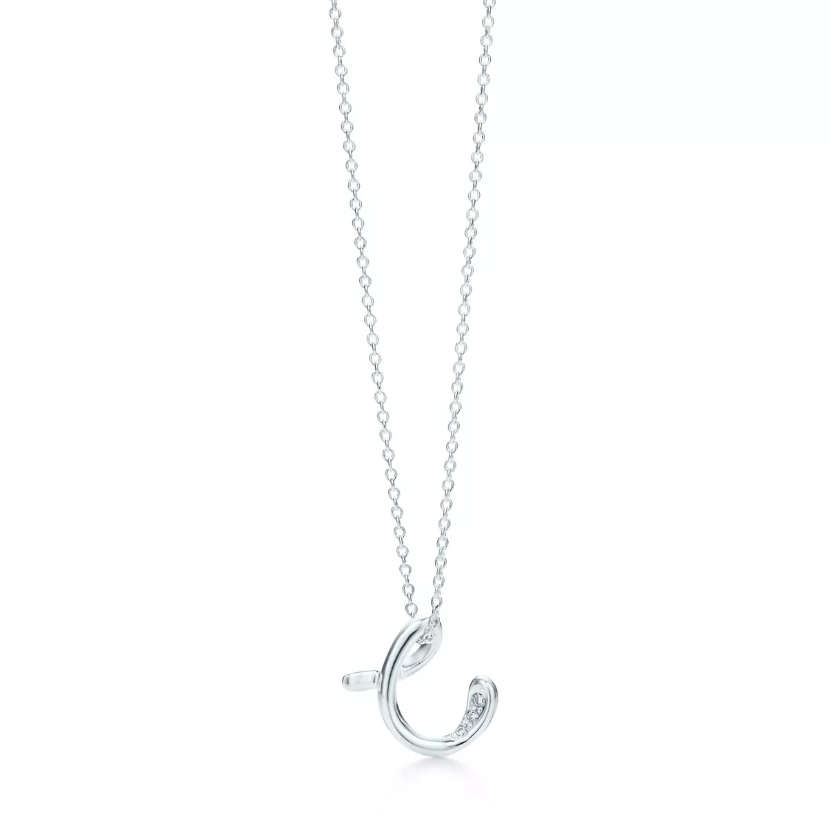Small Alphabet Pendant in Sterling Silver with Diamonds