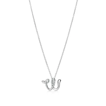 Elsa Peretti&trade;:Small Alphabet Pendant in Sterling Silver with Diamonds, 2