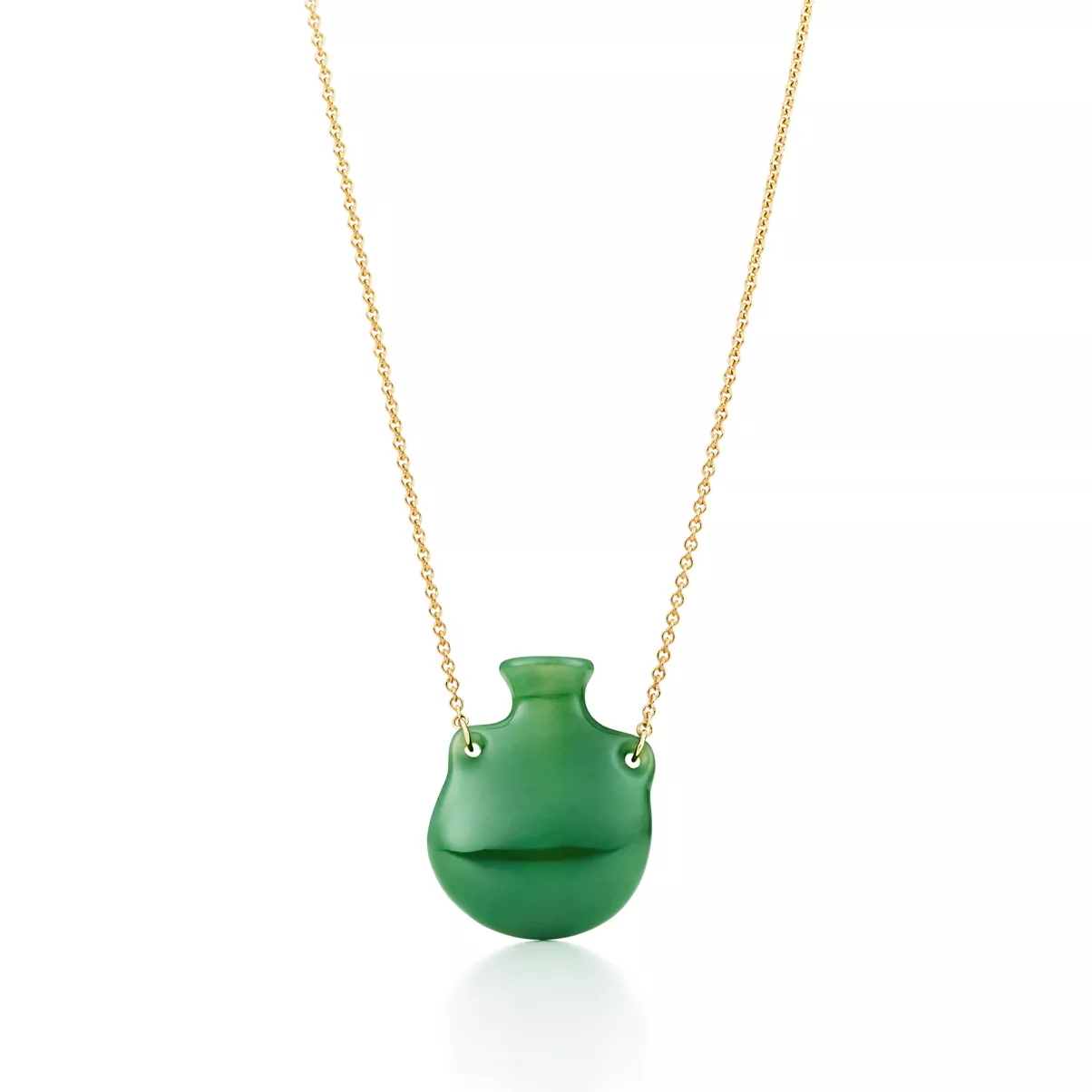 Bottle Pendant in Yellow Gold with Green Nephrite Jade