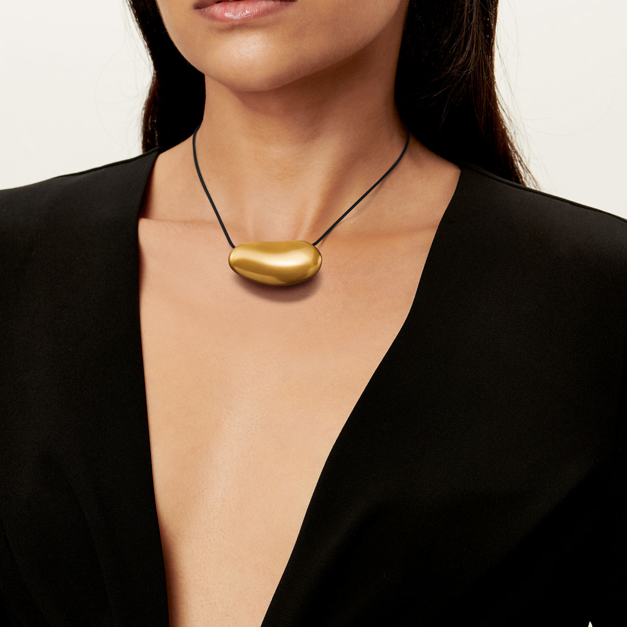 Bean design Pendant in Gold Lacquer over Japanese Hardwood