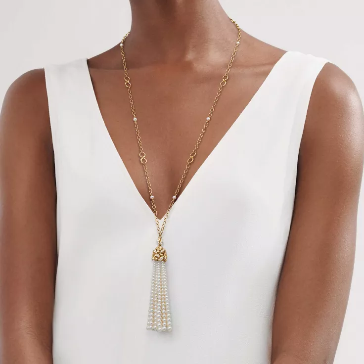 Paloma Picasso®:Olive Leaf Pearl Tassel Necklace, 1