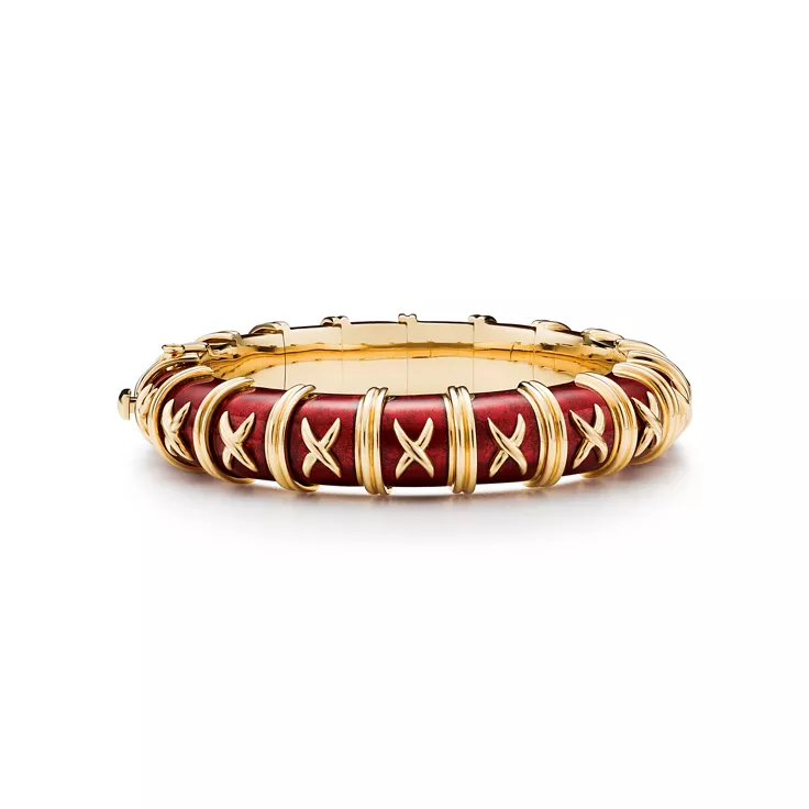 Enamel Collections:Bracelet in Yellow Gold with Red Enamel, 4