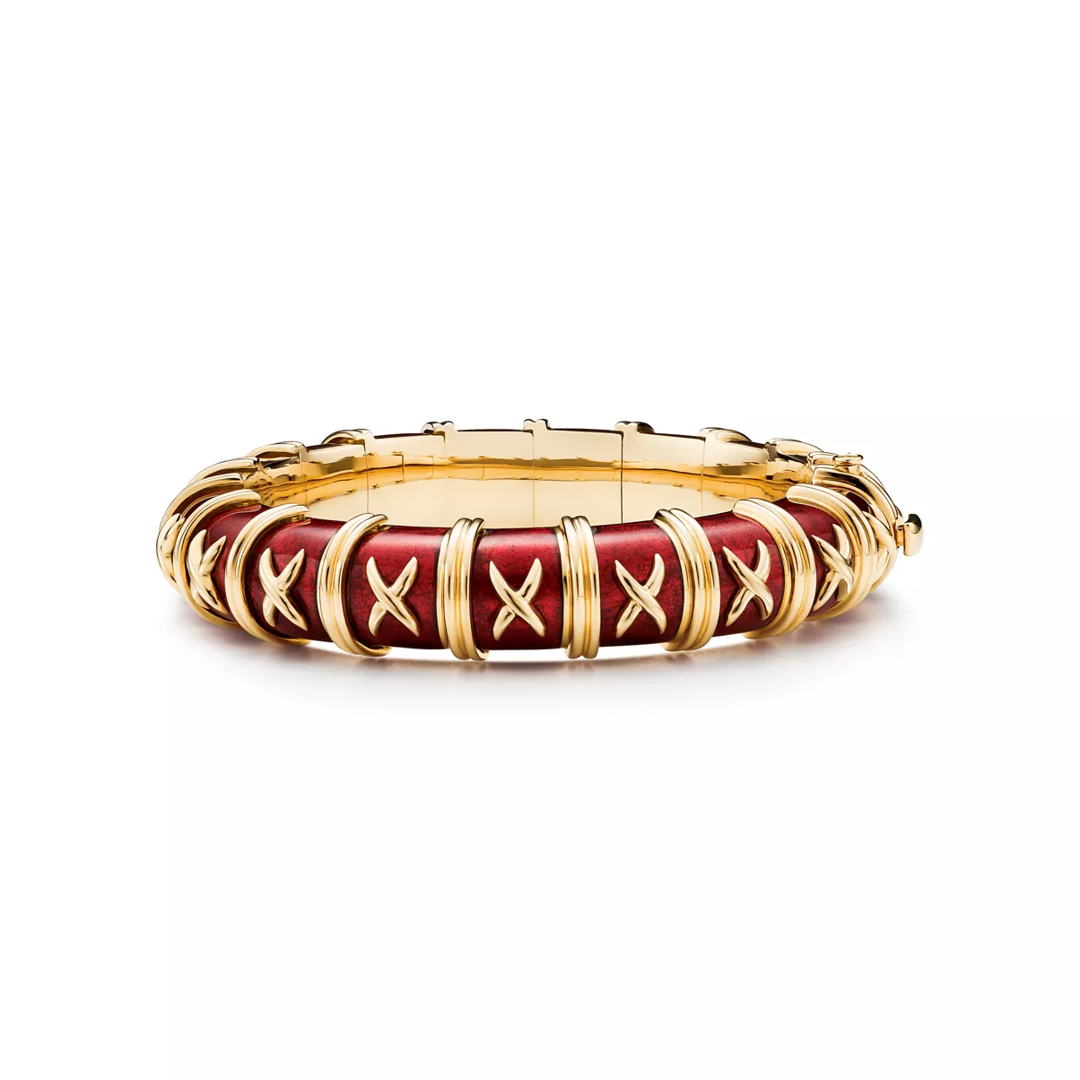 Bracelet in Yellow Gold with Red Enamel