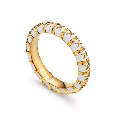 Enamel Collections:Bracelet in Yellow Gold with White Enamel, 2