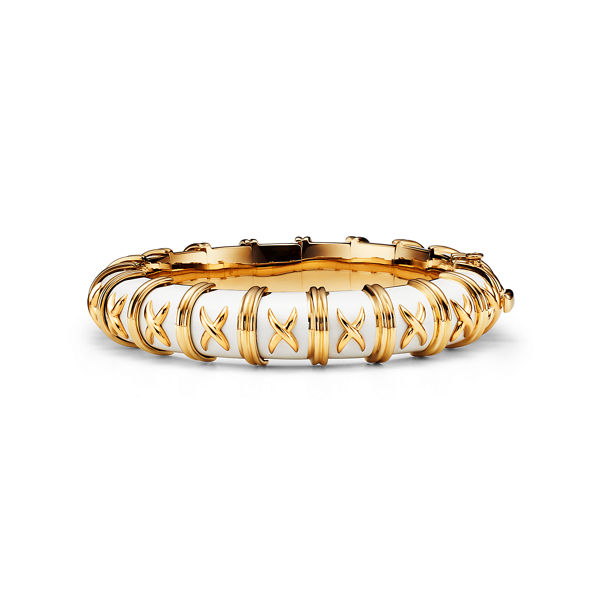 Jean Schlumberger by Tiffany:Croisillon Bracelet in Gold with White Enamel