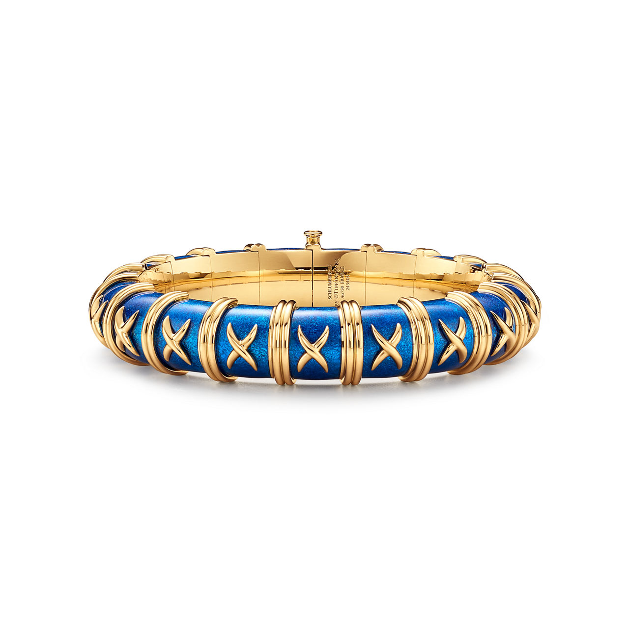 Jean Schlumberger by Tiffany:Croisillon Bracelet in Gold with Light Blue Enamel image number 0