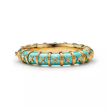 Enamel Collections:Bracelet in Yellow Gold with Azure Blue Enamel, 3