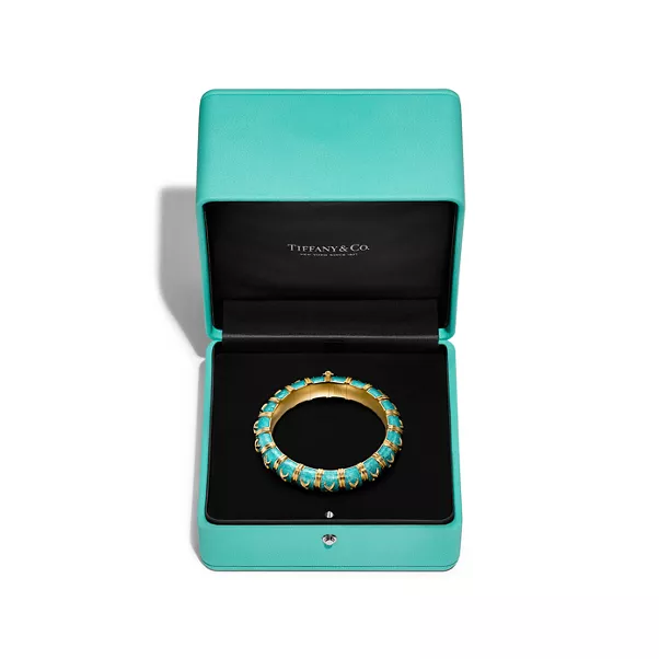 Bracelet in Yellow Gold with Azure Blue Enamel