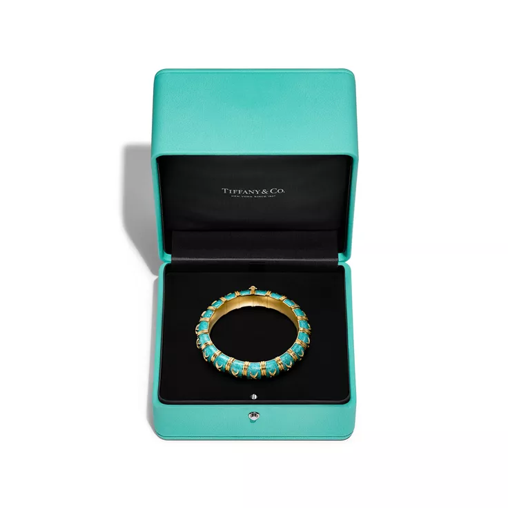 Enamel Collections:Bracelet in Yellow Gold with Azure Blue Enamel, 1