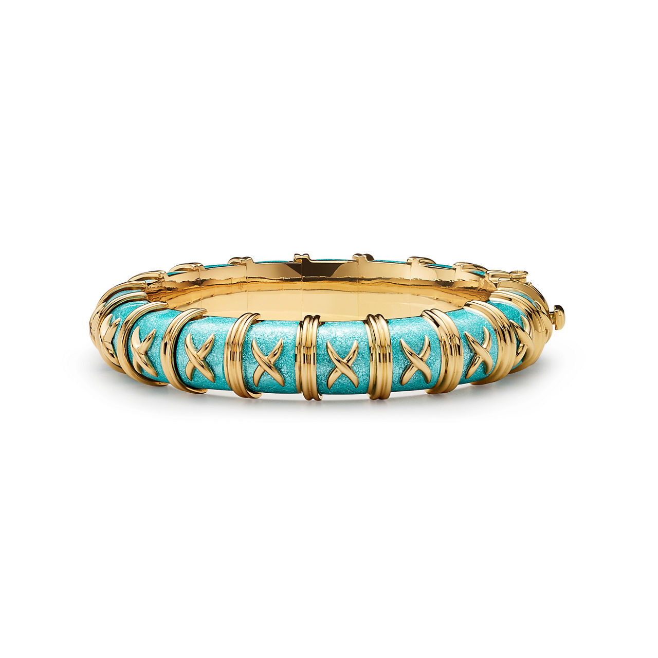 Croisillon Bracelet in Gold with Azure Blue Enamel