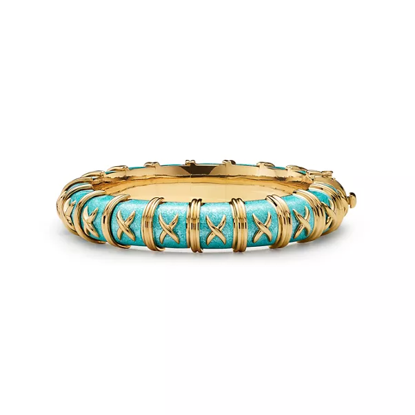 Bracelet in Yellow Gold with Azure Blue Enamel