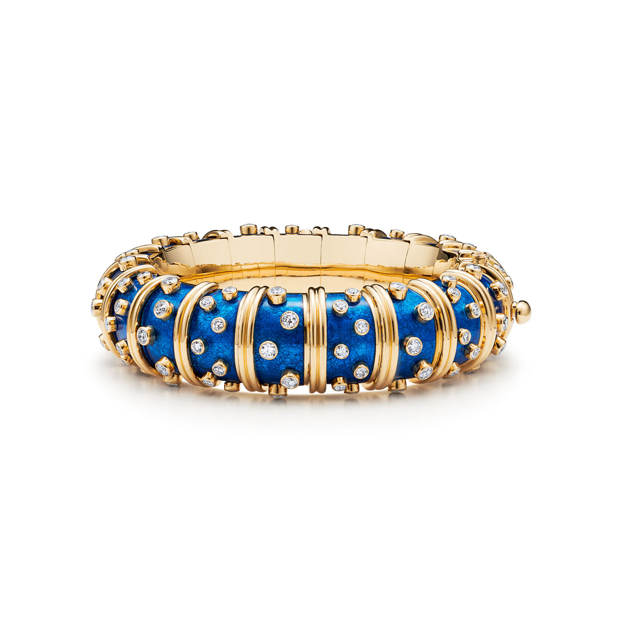 Jean Schlumberger by Tiffany:Diamond Dots Light Blue Enamel Bracelet in Yellow Gold image number 0