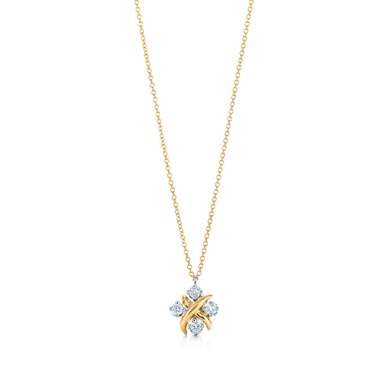 Anhänger in Gelbgold und Platin mit Diamanten
