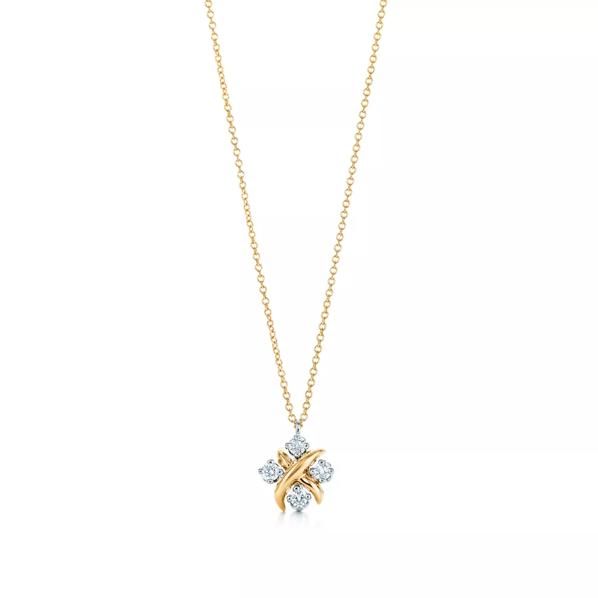Pendant in Yellow Gold and Platinum with Diamonds