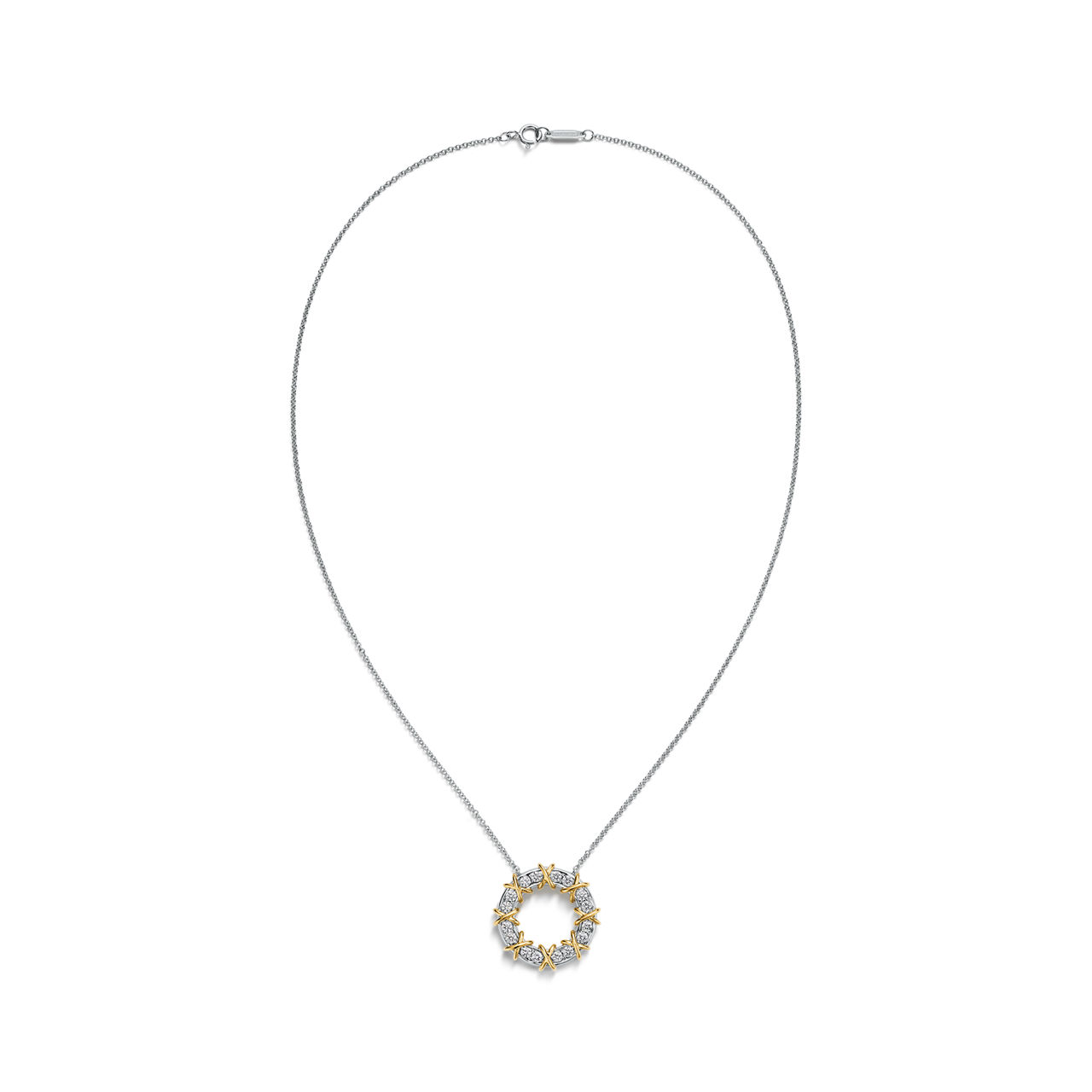 Jean Schlumberger by Tiffany:Sixteen Stone Circle Pendant in Gold with Diamonds image number 2