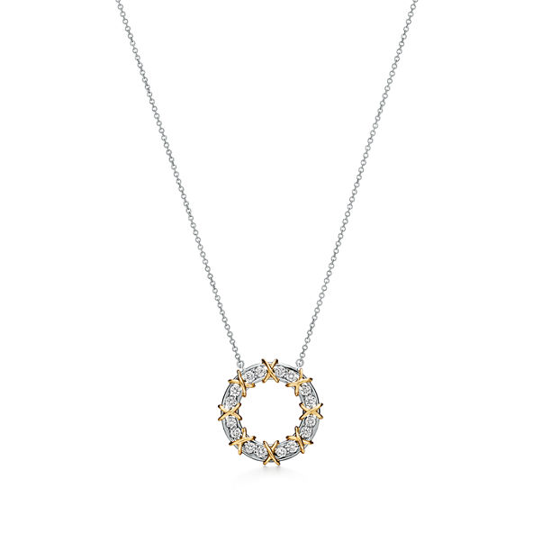 Jean Schlumberger by Tiffany:Sixteen Stone Circle Pendant in Gold with Diamonds