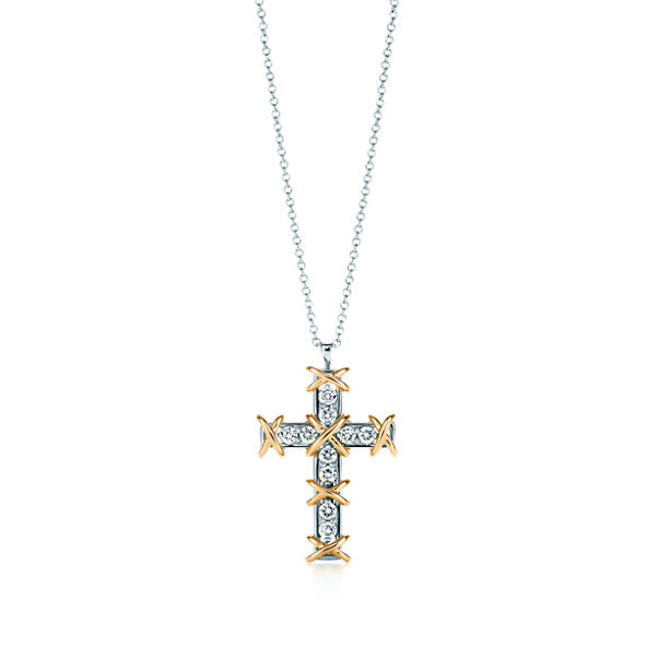 Jean Schlumberger by Tiffany:Ten Stone Cross Pendant with Diamonds