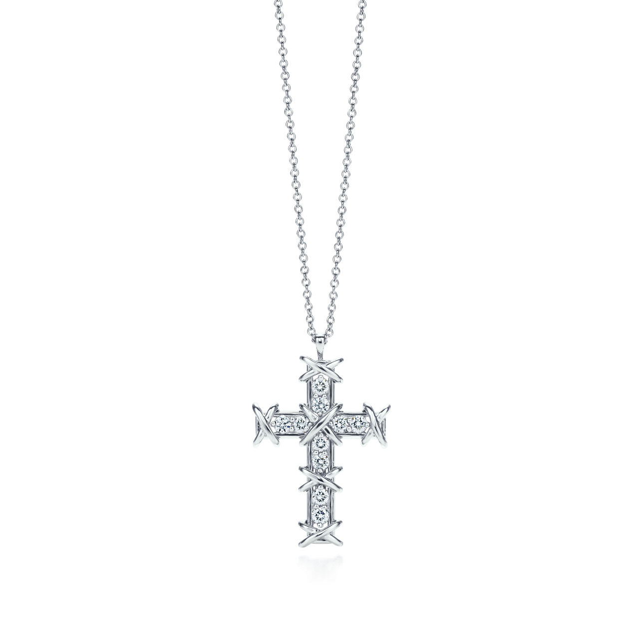 Sixteen Stone by Tiffany:Cross Pendant in Platinum with Diamonds image number 0