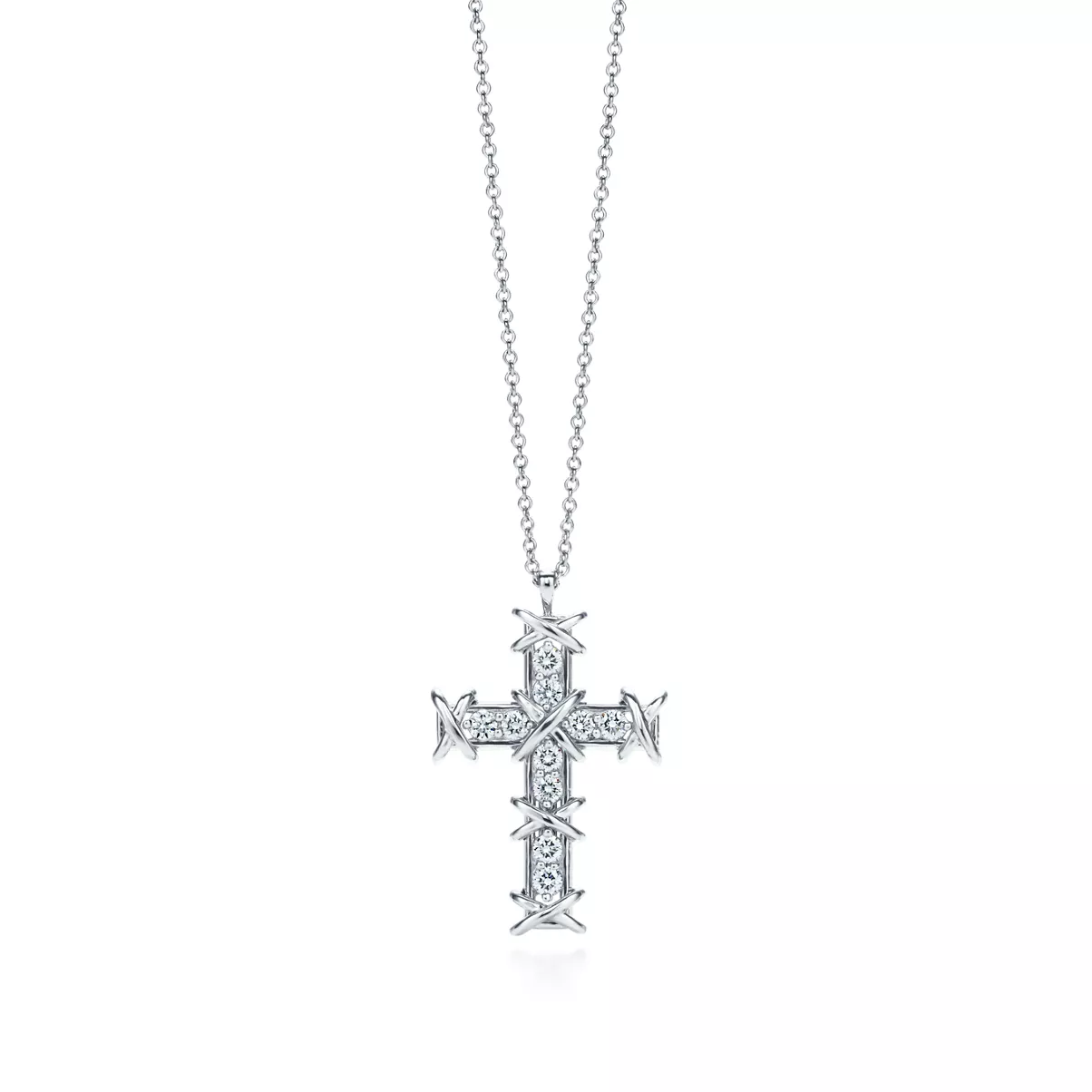 Cross Pendant in Platinum with Diamonds