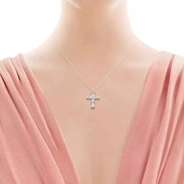 Cross Pendant in Platinum with Diamonds