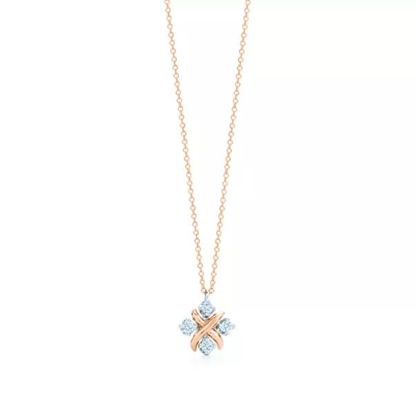 Anhänger in Roségold und Platin mit Diamanten