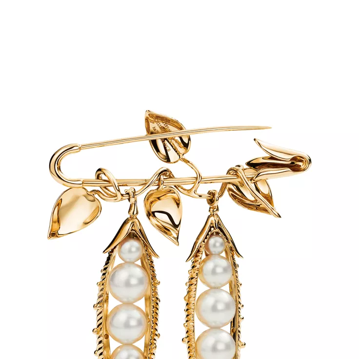 Jean Schlumberger by Tiffany:Peapod Brooch in Yellow Gold with Cultured Pearls, 4