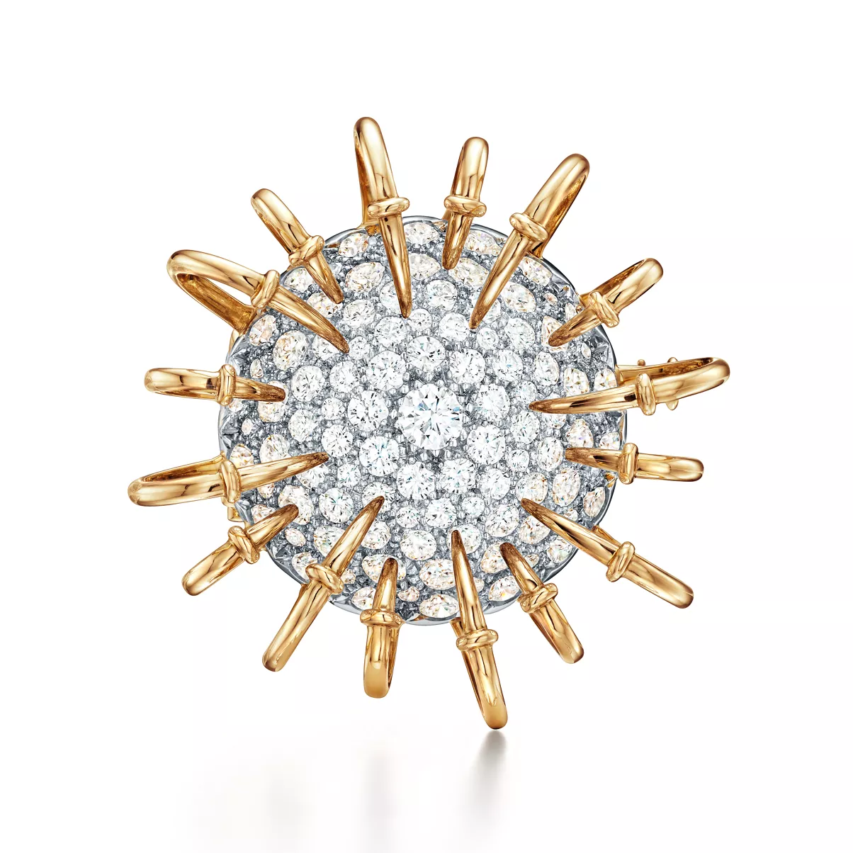 Apollo&nbsp;Brosche in Gelbgold und Platin mit Diamanten