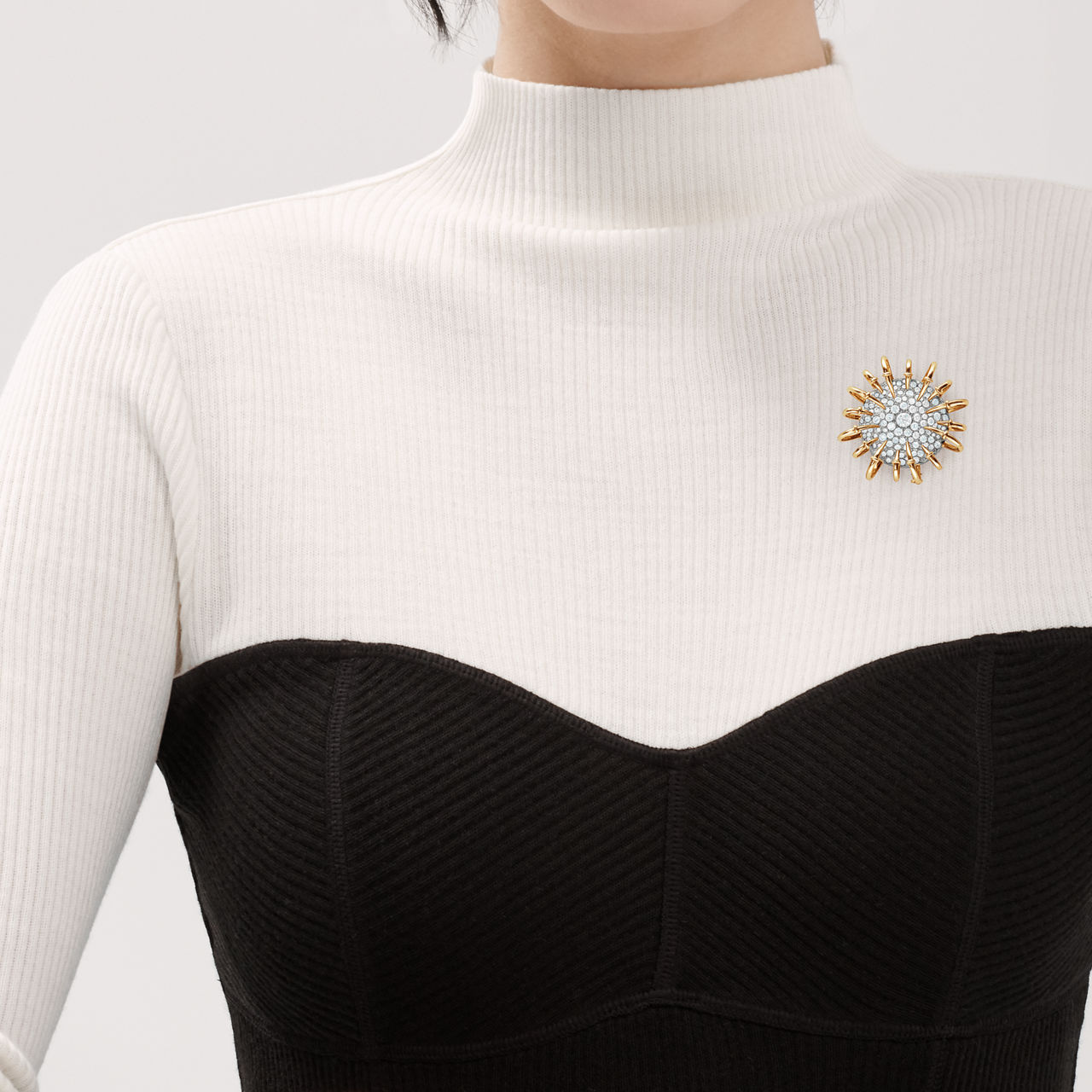 Apollo Brosche in Gelbgold und Platin mit Diamanten