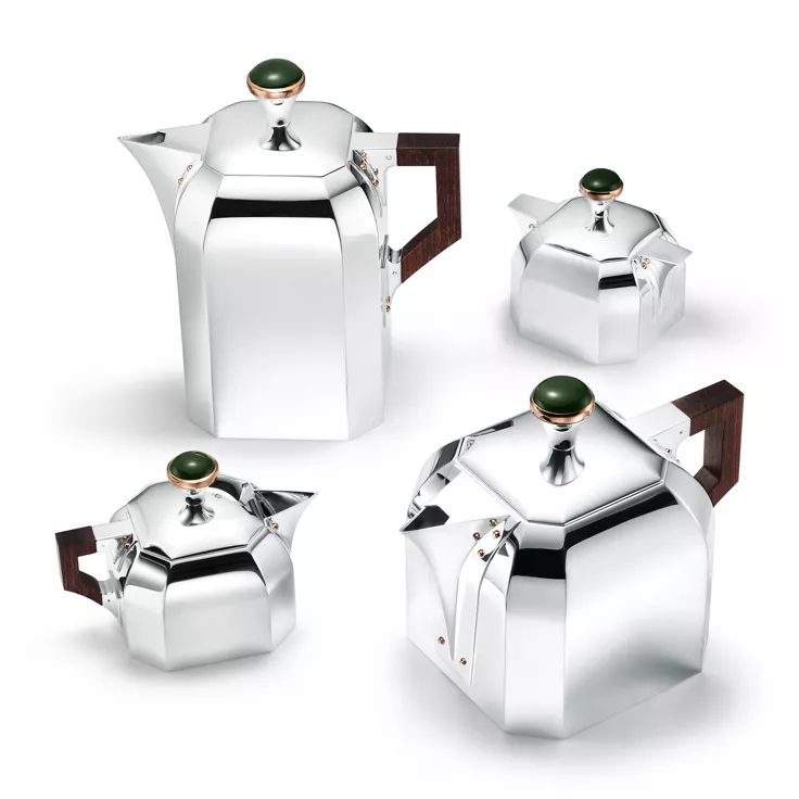 Arts and Crafts:Coffee Pot in Sterling Silver with Green Nephrite Jade, 2