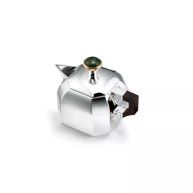 Arts and Crafts:Creamer in Sterling Silver with Green Nephrite Jade, 1