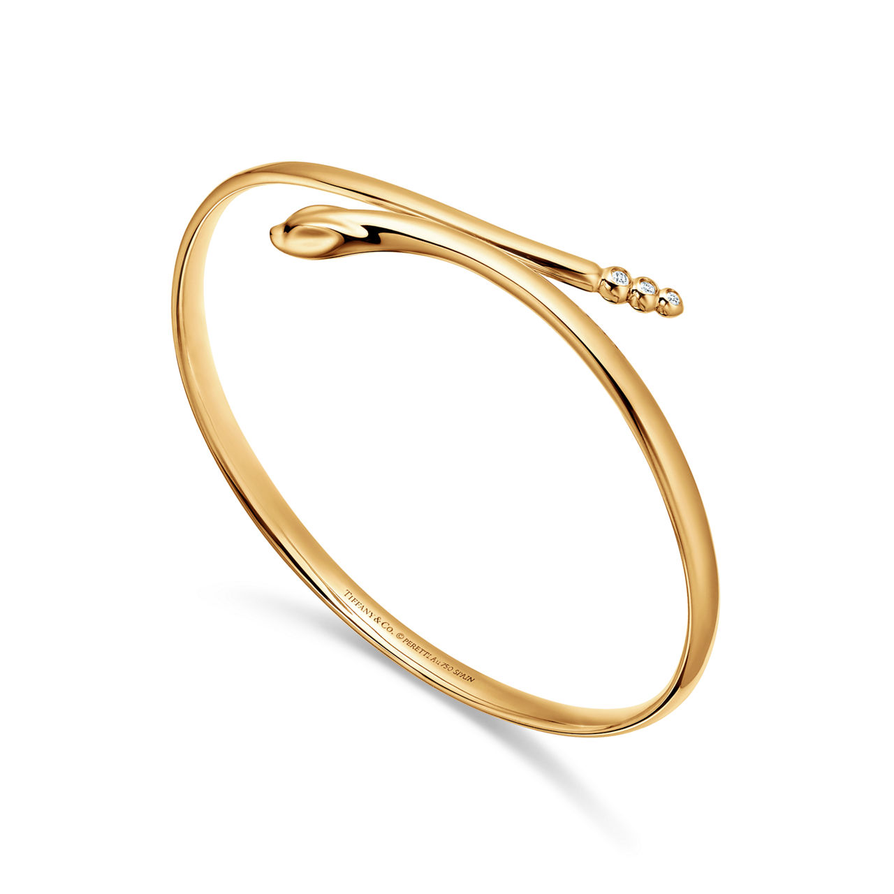 Elsa Peretti®:Snake Bangle in Yellow Gold with Diamonds image number 3