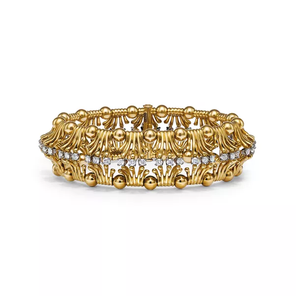 Hands Bracelet in Yellow Gold and Platinum