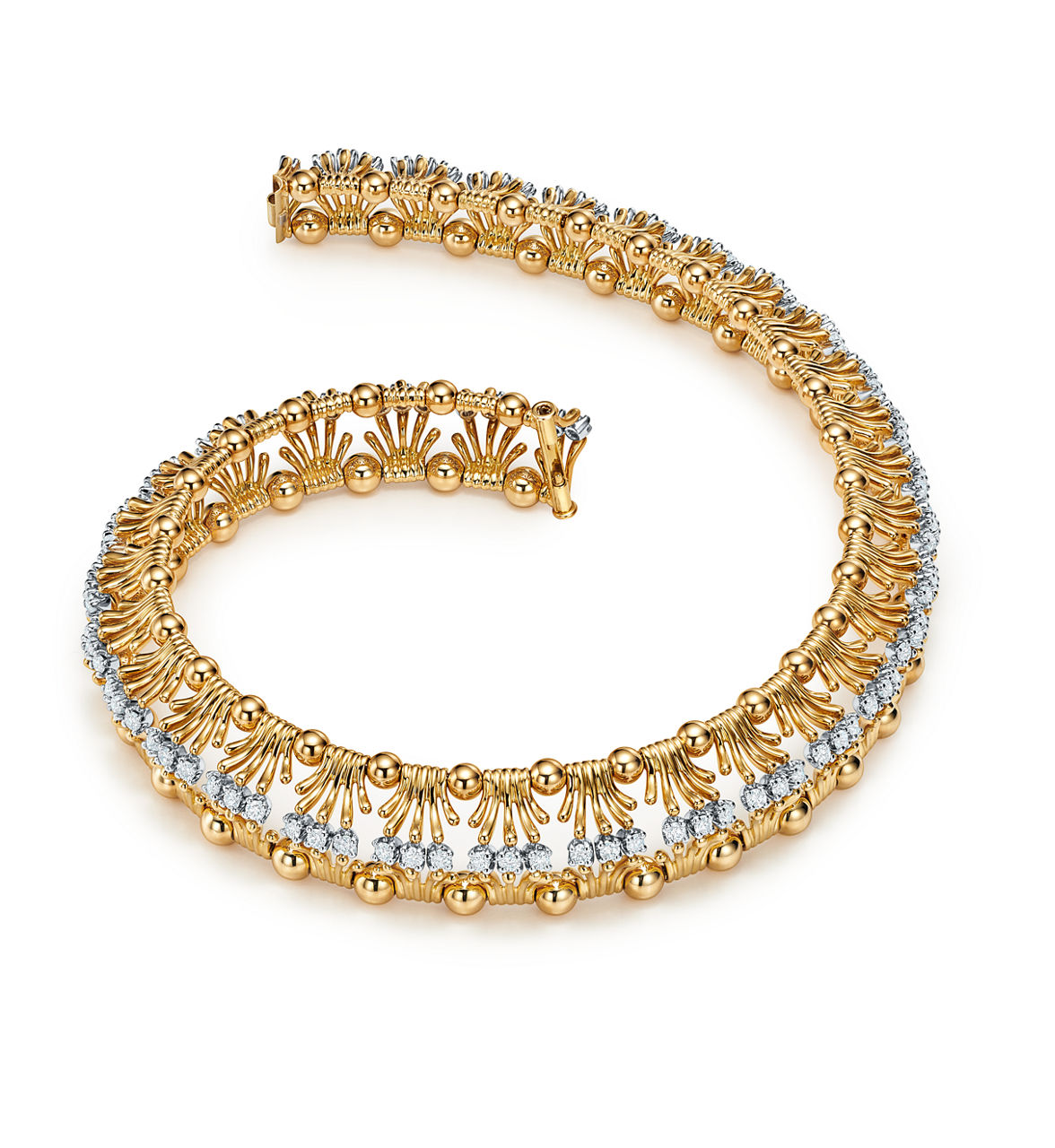 Schlumberger by Tiffany & Co.™:Halskette „Hände“ in Gelbgold und Platin Bildnummer 2