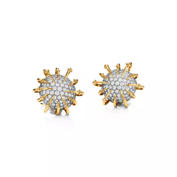 Ear Clips in gold with diamonds in platinum