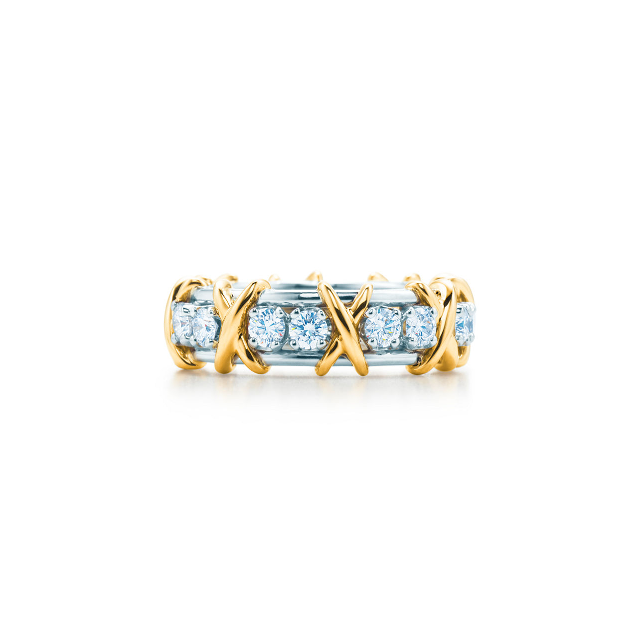 Ring in Yellow Gold and Platinum with Diamonds