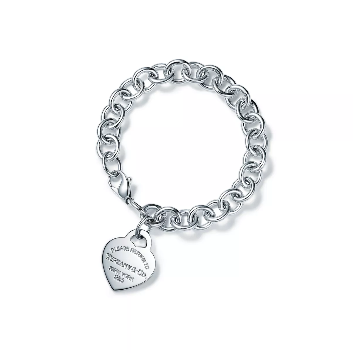 Heart Tag Charm Bracelet in Silver