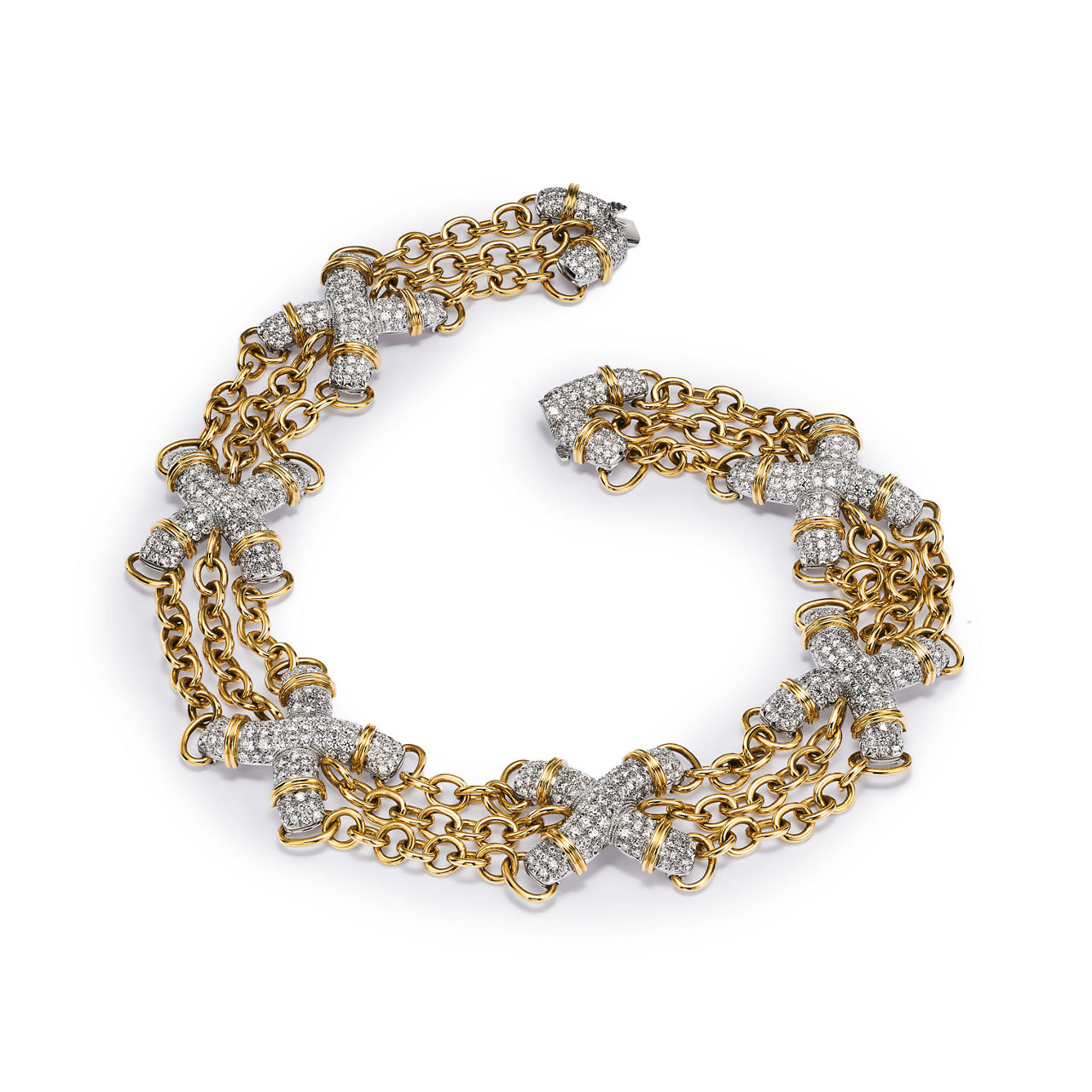 Jean Schlumberger by Tiffany:X Link Necklace in Yellow Gold and Platinum image number 3