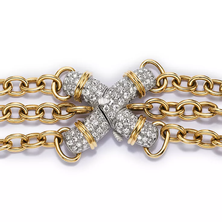 Jean Schlumberger by Tiffany:X Link Necklace in Yellow Gold and Platinum, 4