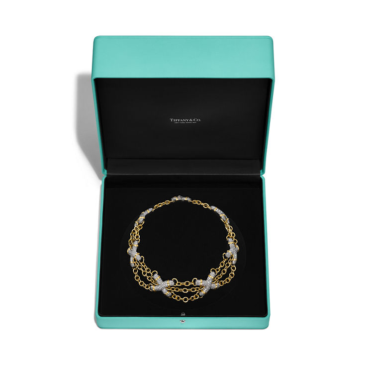 Jean Schlumberger by Tiffany:X Link Necklace in Yellow Gold and Platinum image number 5